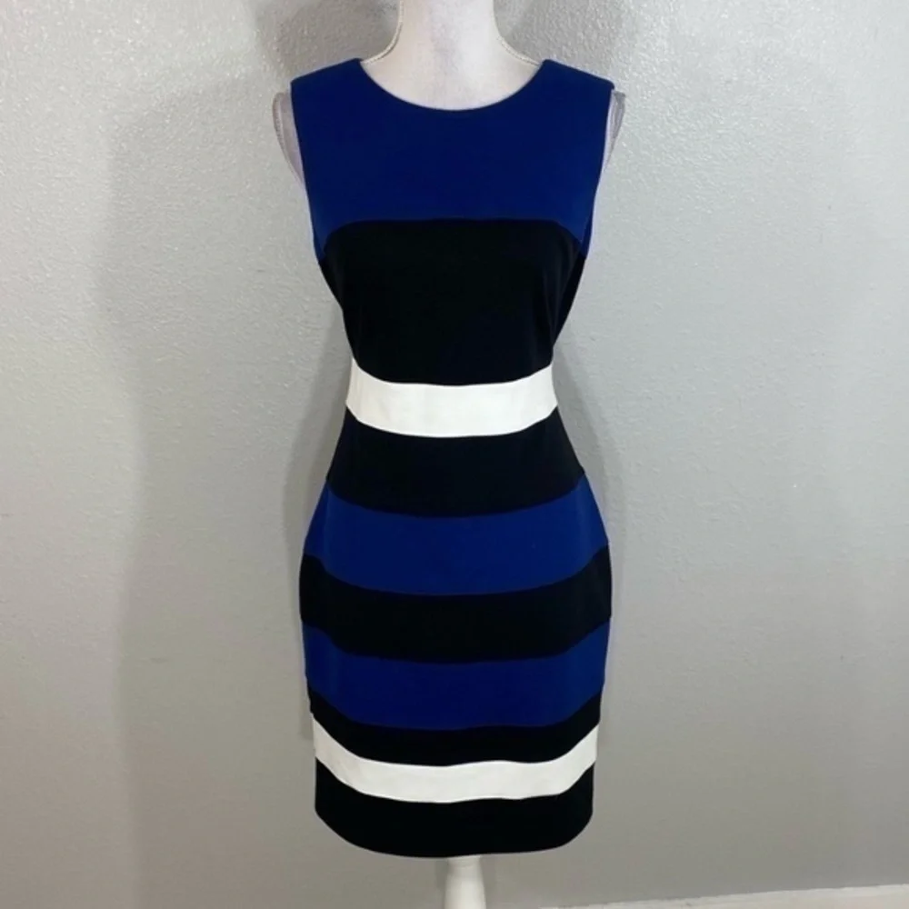 Tommy Hilfiger blue black white sheath dress - Picture 5 of 6